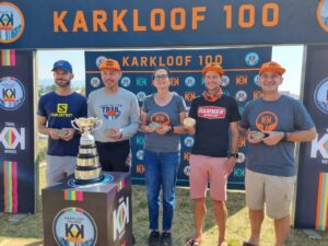 2021 AMUK Challenge finishers from left to right Marius van Rensburg, Ben Samwell, Riana Henning, Justin Oelofsen and Tobie Reyneke.